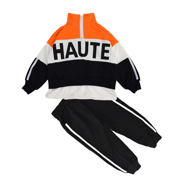 Μοντέρνο παιδικό σετ μπλούζα με Applique + παντελόνι σε δύο χρώματα