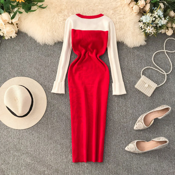 Alkalmi női ruha fém elemekkel, hosszú ujjú több színben