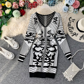 Új modell női ruha Vékony modell hosszú ujjú piros és fekete színben