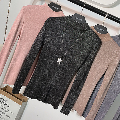 Bluză de damă modernă cu particule strălucitoare în gri, negru, roz și maro