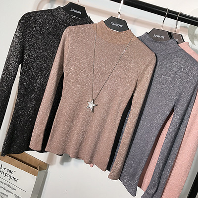 Bluză de damă modernă cu particule strălucitoare în gri, negru, roz și maro