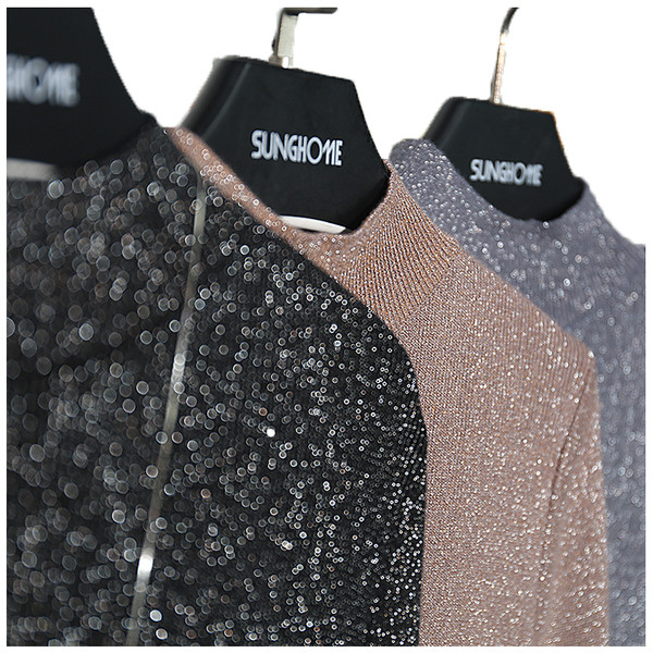 Bluză de damă modernă cu particule strălucitoare în gri, negru, roz și maro