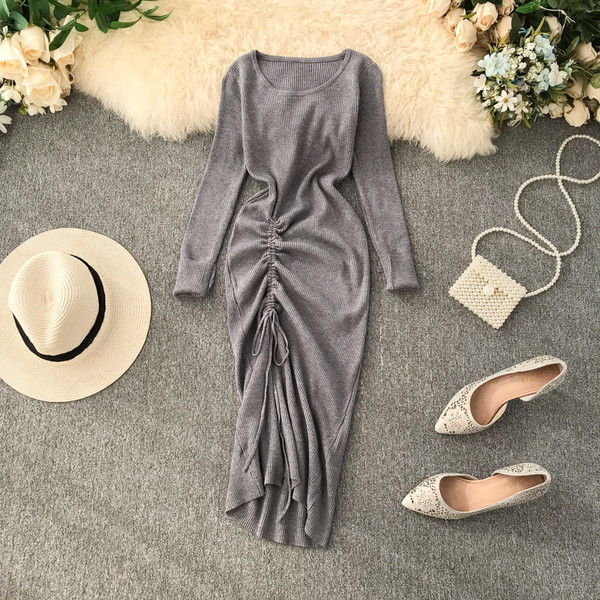 Rochie de dama cu decolteu rotund si cravate in patru culori