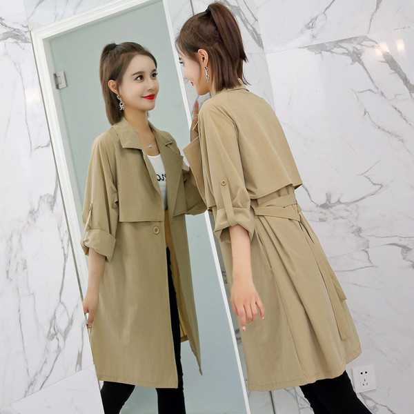 Актуално дамско тънко палто в три цвята - дълъг модел