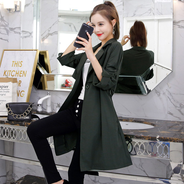 Актуално дамско тънко палто в три цвята - дълъг модел