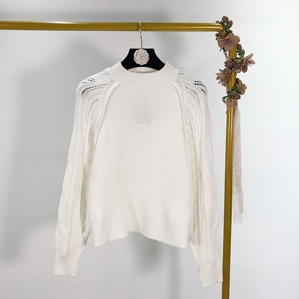 Női alkalmi pulóver fehér és szürke színben