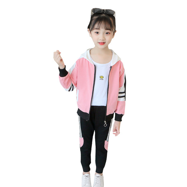 Set sport pentru copii pentru fete in doua parti in rosu si roz