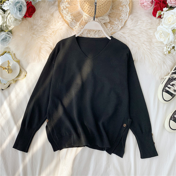 Alkalmi női pulóver gombokkal, különböző színekben