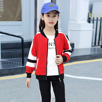 Gyerek sportkészlet lányoknak kétrészes pulóver + nadrág rózsaszín, zöld és piros színben