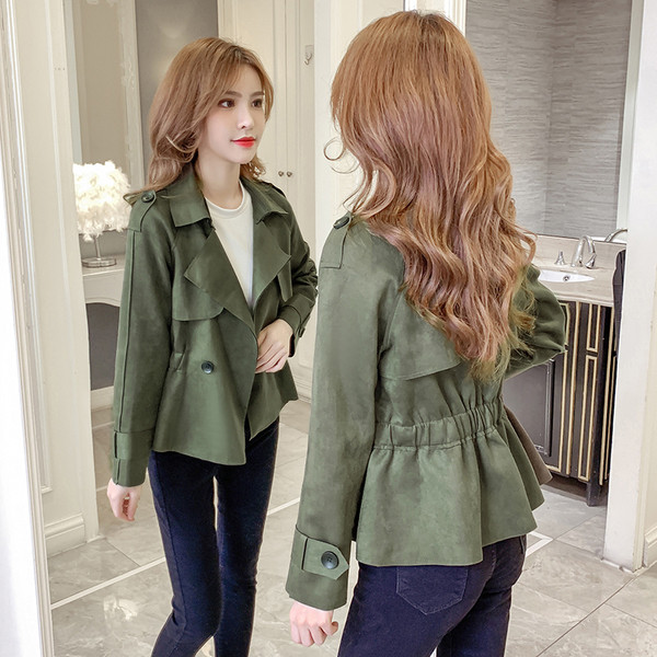 Geaca de dama moderna din piele intoarsa ecologica in trei culori cu elastic