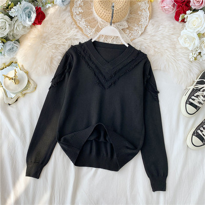 Pulover de dama modern cu decolteu spitz in diferite culori