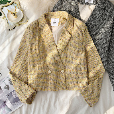 Rövid női kabát fekete és sárga színben