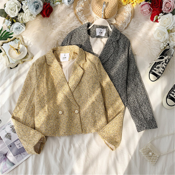 Rövid női kabát fekete és sárga színben