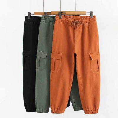 Ежедневен дамски дълъг панталон със странични джобове и връзки в няколко цвята 