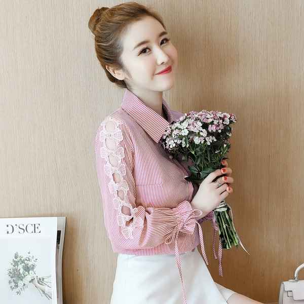 Modern női ing négy színben nyakkendővel és gombbal