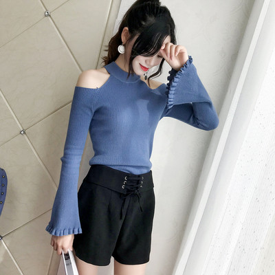 Modern női blúz csupasz váll és vágott ujjakkal több színben