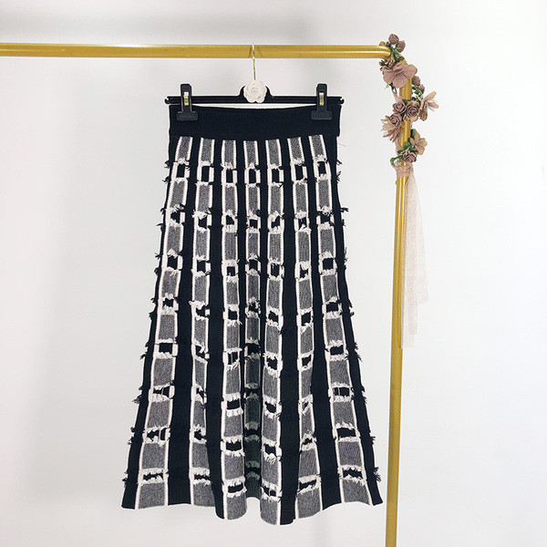 Fusta lunga tricotata cu talie elastica