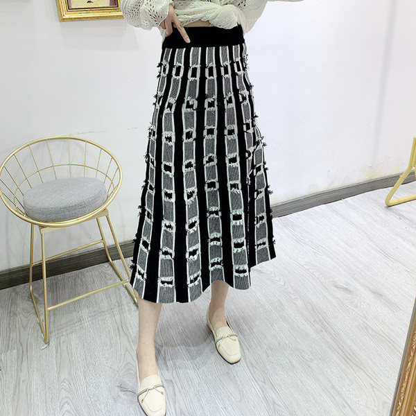 Fusta lunga tricotata cu talie elastica