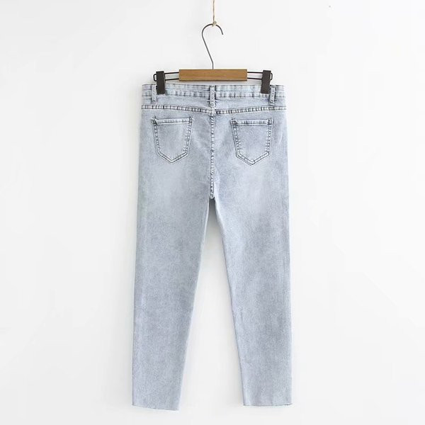 Μεγάλα  μεγέθη γυναικεία τζιν Λεπτό μοτίβο με μπλε χρώμα