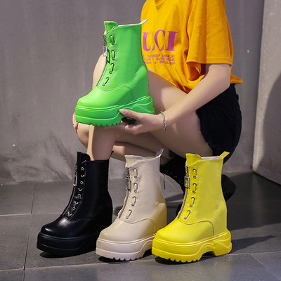 Γυναικείες έκο δερμάτινες μπότες μσ πλατφόρμα και φερμουάρ σε διάφορα χρώματα