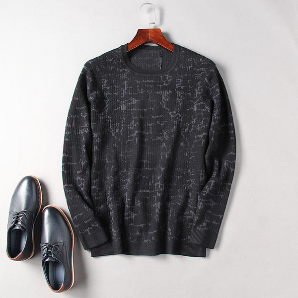 Férfi pulóver kék, fekete és zöld mintákkal