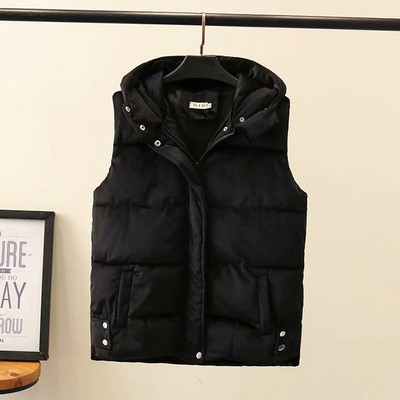 Női alkalmi mellény kapucnival és zsebekkel, két színben