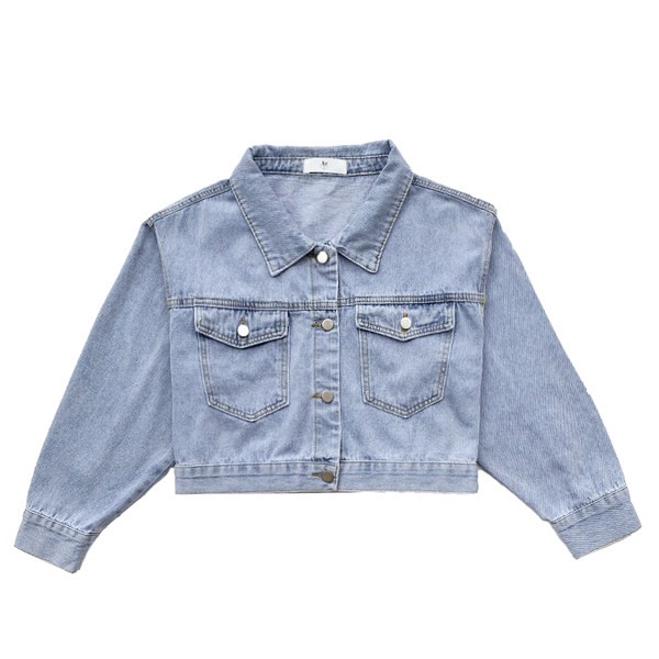 Női alkalmi rövid farmerdzseki világoskék színben