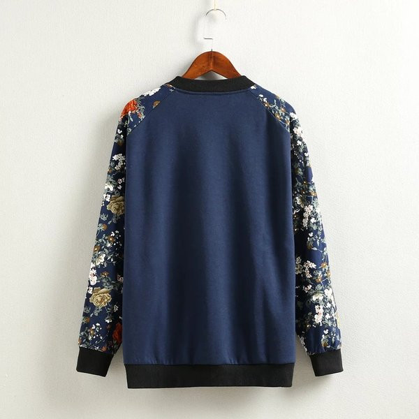 Nappali női pulóver cipzárral és virágmintával, két színben