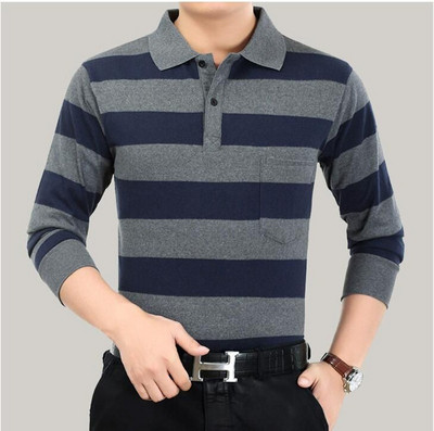 Ανδρικό ριγέ πουλόβερ με κολάρο σε διάφορα χρώματα