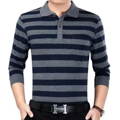 Ανδρικό ριγέ πουλόβερ με κολάρο σε διάφορα χρώματα