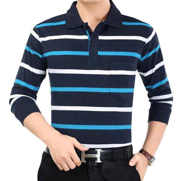 Ανδρικό ριγέ πουλόβερ με κολάρο σε διάφορα χρώματα