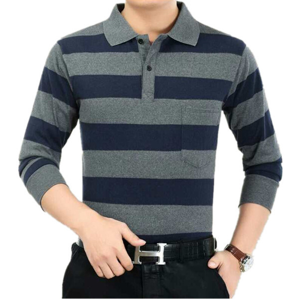 Ανδρικό ριγέ πουλόβερ με κολάρο σε διάφορα χρώματα