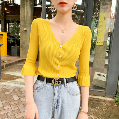 Bluza de dama moderna cu nasturi si maneci 3/4 in mai multe culori