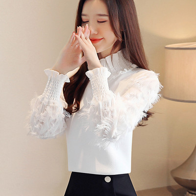 Új modell női blúz három színben, magas gallérral és hosszú ujjal