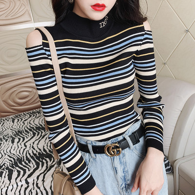 Női csíkos blúz polo gallérral több színben