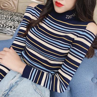 Női csíkos blúz polo gallérral több színben