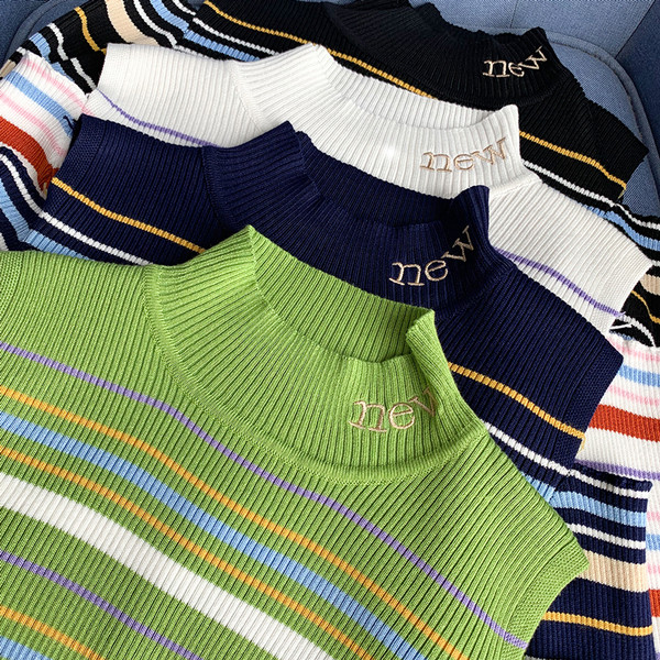 Női csíkos blúz polo gallérral több színben