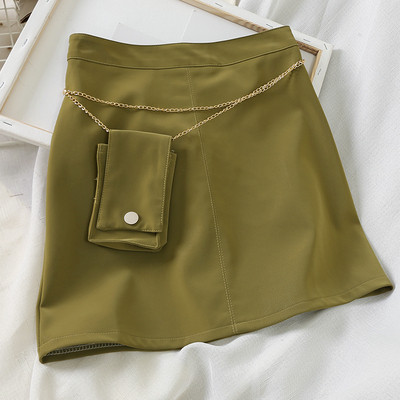 Női szoknya magas derékkal és deréktáska vékony lánccal