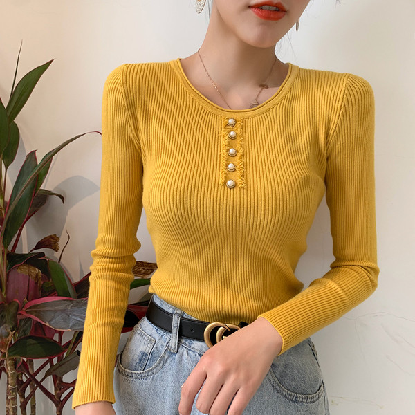 Női blúz gyöngy díszítéssel, kerek nyakkivágással több színben