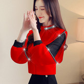 Bluză de damă elegantă în trei culori, cu mâneci lungi și pietre