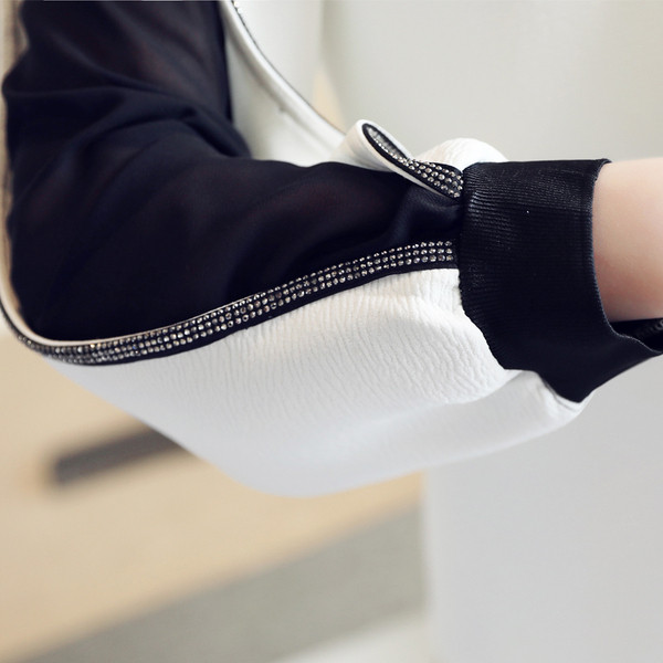 Bluză de damă elegantă în trei culori, cu mâneci lungi și pietre