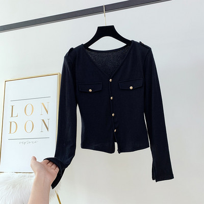 Női hosszú ujjú blúz és spitz dekoltázs több színben