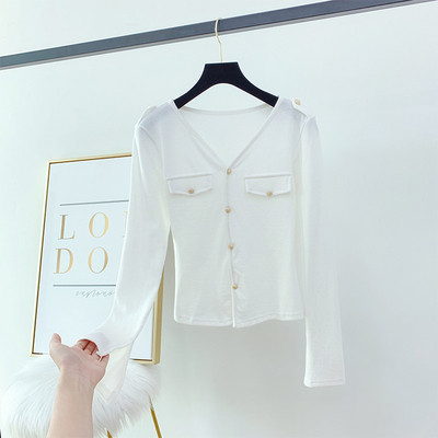 Női hosszú ujjú blúz és spitz dekoltázs több színben