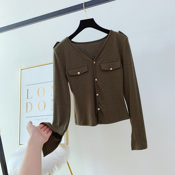 Női hosszú ujjú blúz és spitz dekoltázs több színben