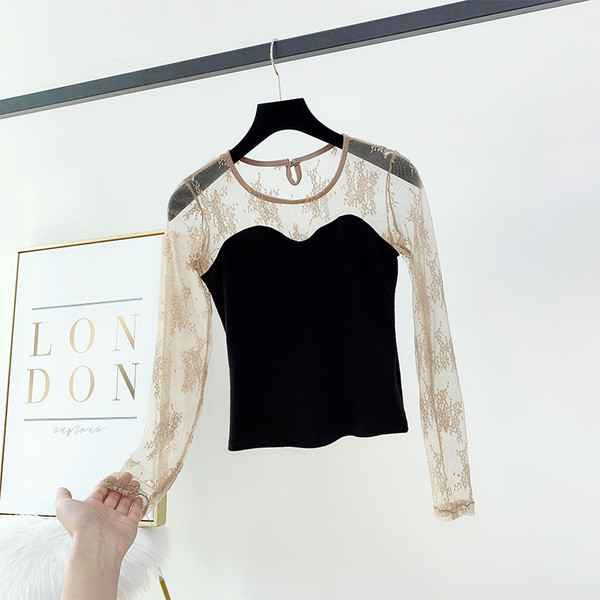 Modern női blúz csipke elemekkel, három különböző színben