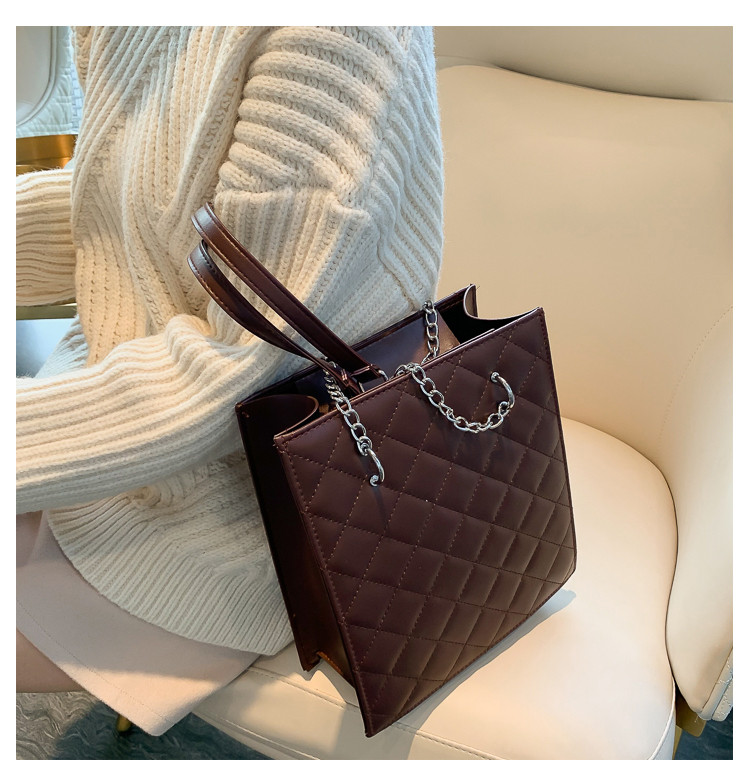 Geantă de mână pătrată elegantă, cu mânere lungi, în negru, maro și bej