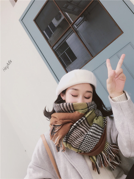 Kockás női sál téglalap alakú, rojtokkal