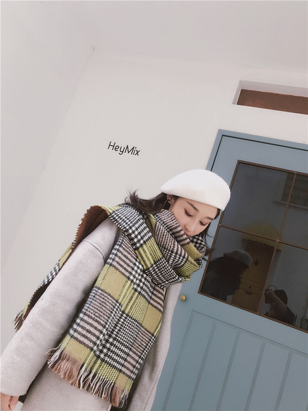 Kockás női sál téglalap alakú, rojtokkal