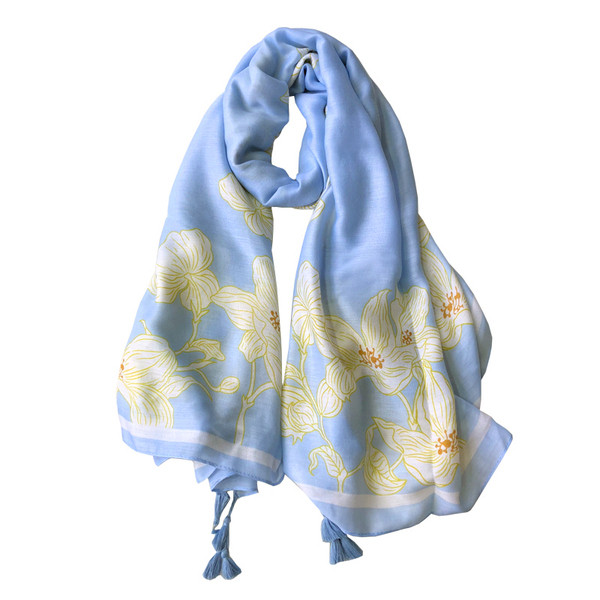 Virágmintás kék női sál