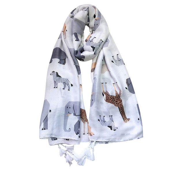 Alkalmi női sál színes mintával, világos színben